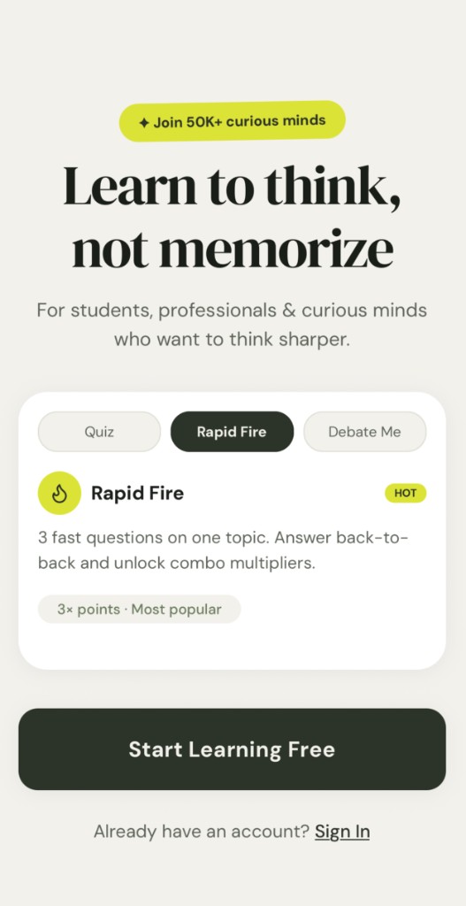 ThinkFirst AI - Exam Ready | Scan Notes. Quiz Yourself. Pass.